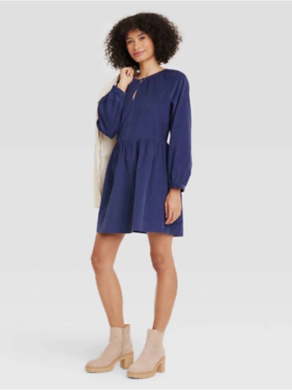 Balloon Long-Sleeve Corduroy Shift Dress from Universal Thread